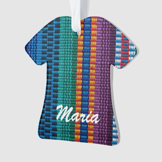 伝統的なグアテマラの生地の織り方の名前をカスタムする オーナメント (正面)