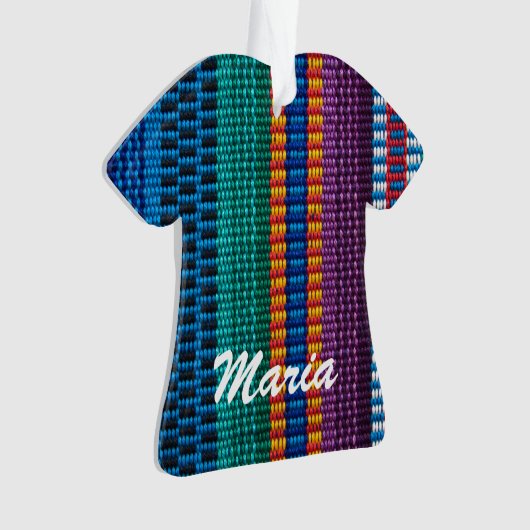 伝統的なグアテマラの生地の織り方の名前をカスタムする オーナメント (正面)