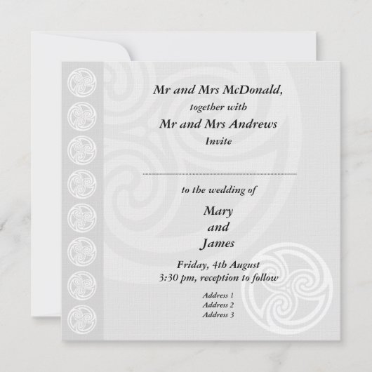 伝統的なケルトスタイルの結婚式招待状 招待状 (正面)