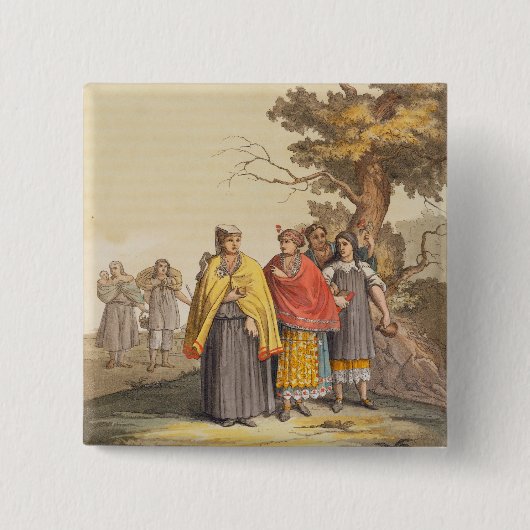 伝統的なコスチューム、新星のCacicheのインディアン 缶バッジ (正面)