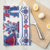 伝統的なスイスの民間伝承パターン キッチンタオル (四つ折り)