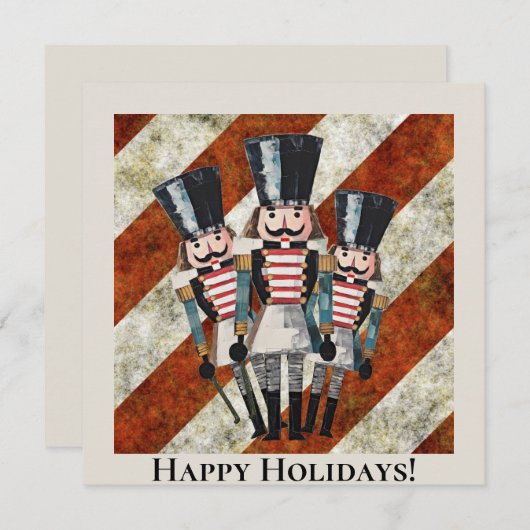 伝統的なストライプのくるみ割り人形の兵隊 招待状 (正面/裏面)