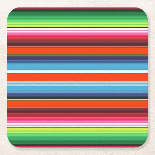 伝統的なスペイン人のSerapeのフェスタのメキシコ人毛布 スクエアペーパーコースター (正面)