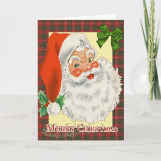 伝統的なタータンサンタクリスマス カード (正面)