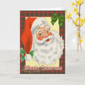 伝統的なタータンサンタクリスマス カード (黄色い花)