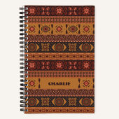 伝統的なテラコッタ エスニック トライバル ボヘミアンパターン ノートブック (正面)