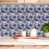 伝統的なデルフト焼きの風車と花 タイル