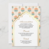 伝統的なドーリー インドの花嫁がすべて揃った結婚式 招待状 (裏面)