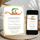 伝統的なドーリー インドの花嫁がすべて揃った結婚式 招待状