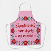 伝統的なノルウェーの民芸品 フローラルキッチン エプロン (正面)