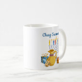 伝統的なハッピーハヌカChag Sameach メノーラー コーヒーマグカップ (正面右)