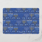 伝統的なハヌカのカード 1枚の写真が入ったパターン入りの金 箔シーズンカード (裏面)