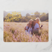 伝統的なハヌカのカード 1枚の写真 ゴールドパターン 箔シーズンカード (正面)