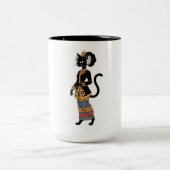 伝統的なバティックケバヤアートの黒猫 ツートーンマグカップ (中央)