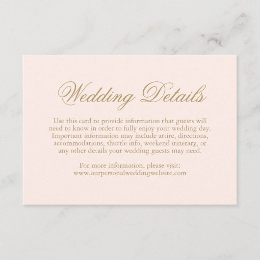 伝統的なバラ色のフォーマルでエレガントなウェディング エンクロージャーカード (正面)