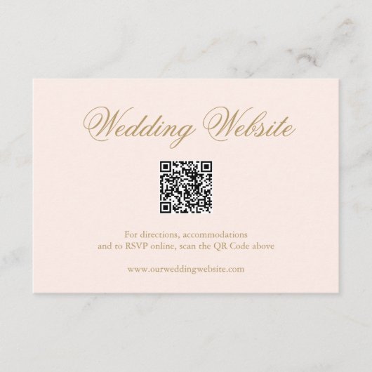 伝統的なバラ色のフォーマルなQRコードの結婚式 エンクロージャーカード (正面)