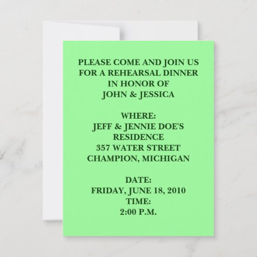 伝統的なバラ~かわいらしディナーの招待状! 招待状 (裏面)