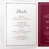 伝統的なバーボン赤のエレガントなウェディング 三つ折り招待状 (内部最初)