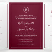 伝統的なバーボン赤のエレガントなウェディング 三つ折り招待状 (内部中)