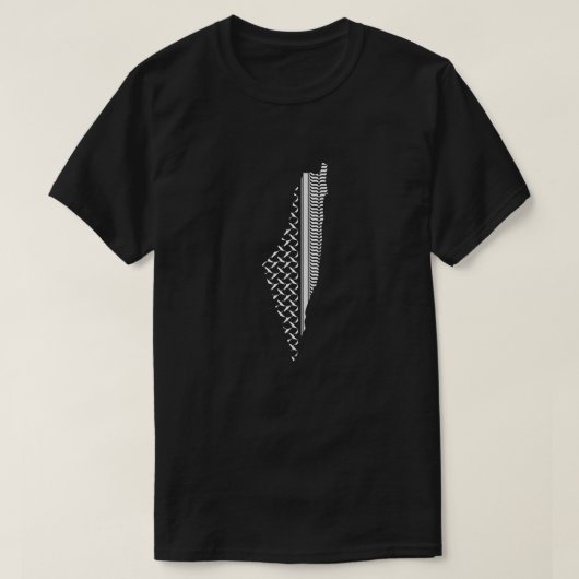 伝統的なパターンが描かれたパレスチナの地図 Tシャツ (デザイン正面)