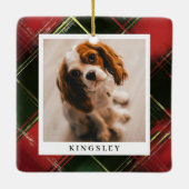 伝統的なフェスティバルプレイドペット写真クリスマス セラミックオーナメント (裏面)