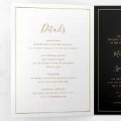 伝統的なブラックとゴールドのエレガントなウェディング 三つ折り招待状 (内部最初)