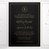 伝統的なブラックとゴールドのエレガントなウェディング 三つ折り招待状 (内部中)
