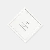 伝統的なブラックとホワイトのモノグラム ウェディング スタンダードカクテルナプキン (角)