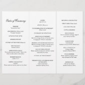 伝統的なブラック＆ホワイトの結婚式プログラム (裏面)