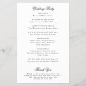 伝統的なブラック&ホワイトの結婚式プログラム チラシ (裏面)