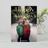 伝統的なホリデーシーズン　ミニマル　１枚の写真　エレガント 箔シーズンカード (立ち正面)