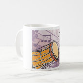 伝統的なボンゴドラムと音符 コーヒーマグカップ (正面左)
