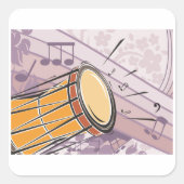 伝統的なボンゴドラムと音符 スクエアシール (正面)