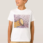 伝統的なボンゴドラムと音符 Tシャツ (正面)