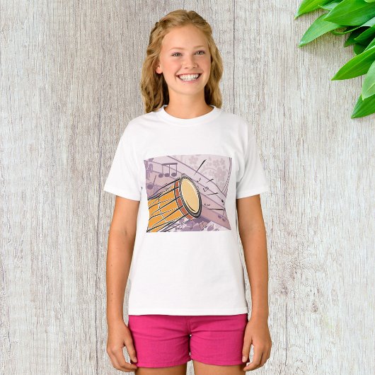伝統的なボンゴドラムと音符 Tシャツ
