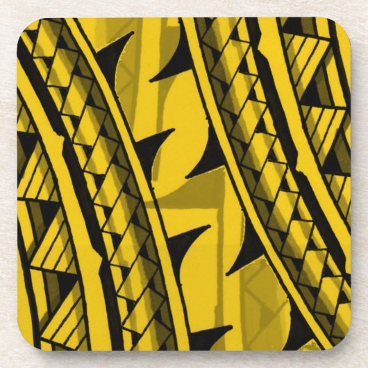 伝統的なポリネシアの種族のデザインか入れ墨 コースター (正面)