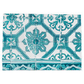 伝統的なポルトガルの青いタイルのデザイン ラージペーパーバッグ (裏面)