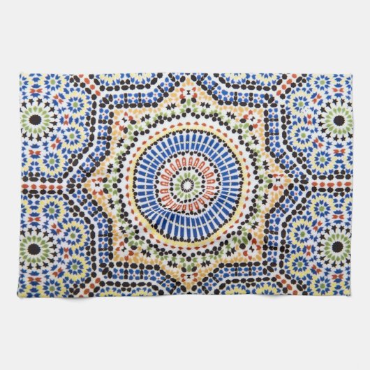 伝統的なポルトガル人のAzulejoのタイルパターン キッチンタオル (横)