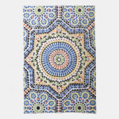 伝統的なポルトガル人のAzulejoのタイルパターン キッチンタオル (縦)