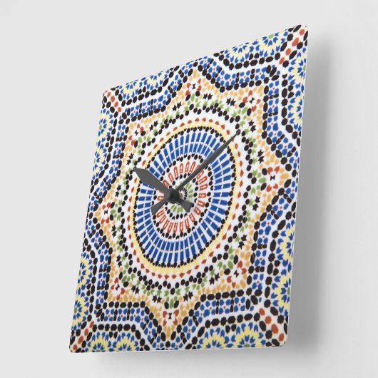 伝統的なポルトガル人のAzulejoのタイルパターン スクエア壁時計 (傾斜)