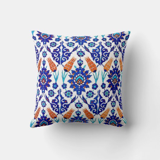 伝統的なポルトガル人のAzulejoの花のタイルパターン クッション (裏面)