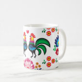 伝統的なポーランドの花の民俗刺繍パターン コーヒーマグカップ (正面右)