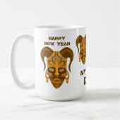 伝統的なマスクアートを有するマグカップ コーヒーマグカップ (左)