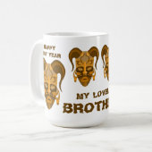 伝統的なマスクアートを有するマグカップ コーヒーマグカップ (正面左)