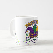 伝統的なマルディグラの色のお面 コーヒーマグカップ (正面左)