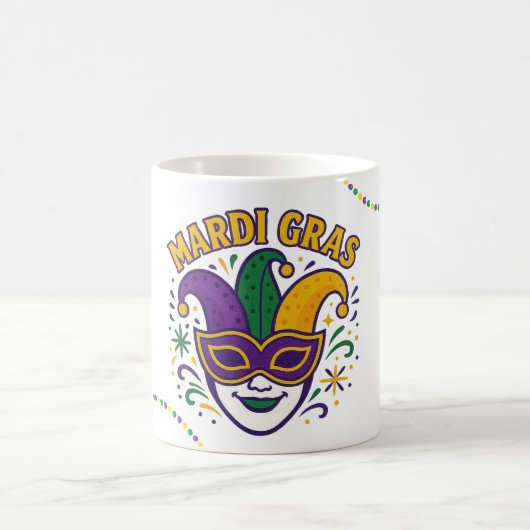 伝統的なマルディグラの色のお面 コーヒーマグカップ (中央)