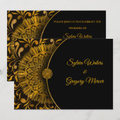 伝統的なマンダラ クラシック エレガント ラグジュアリー ウェディング 招待状 (正面/裏面)