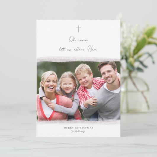 伝統的なミニマルな宗教的写真クリスマスカード シーズンカード (スタンド正面)