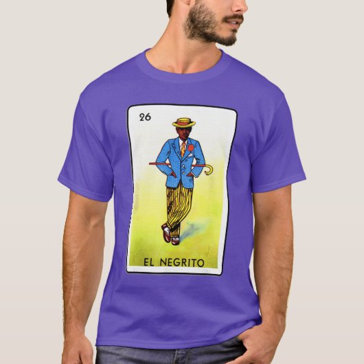 伝統的なメイカンカードゲーム N26 El negrito レトロ Tシャツ (正面)