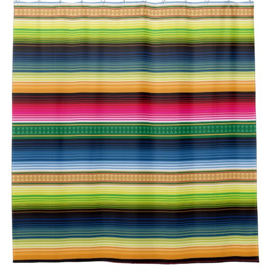伝統的なメキシコ総括的なSerape シャワーカーテン (正面)